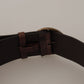 Elegant Dark Brown Leather Belt with Logo Buckle