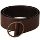 Elegant Brown Leather Belt with Engraved Buckle