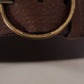 Elegant Brown Leather Belt with Engraved Buckle