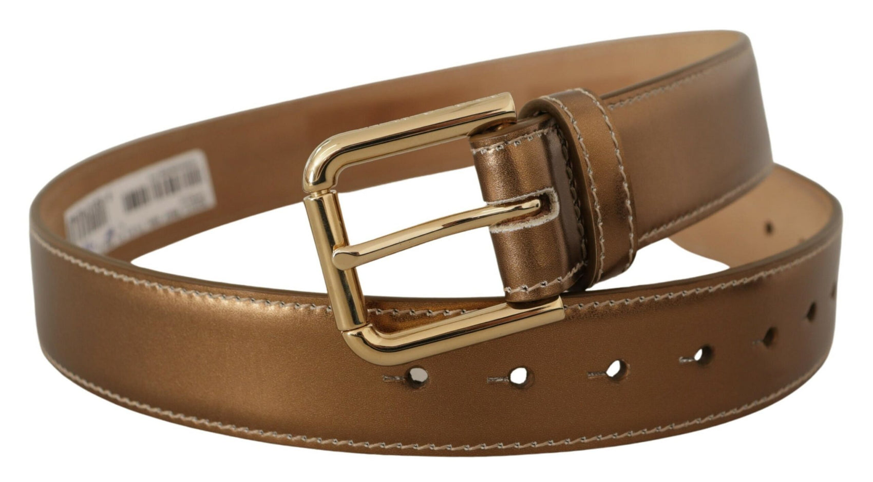 Eleganter bronzefarbener Ledergürtel mit Logo-Schnalle