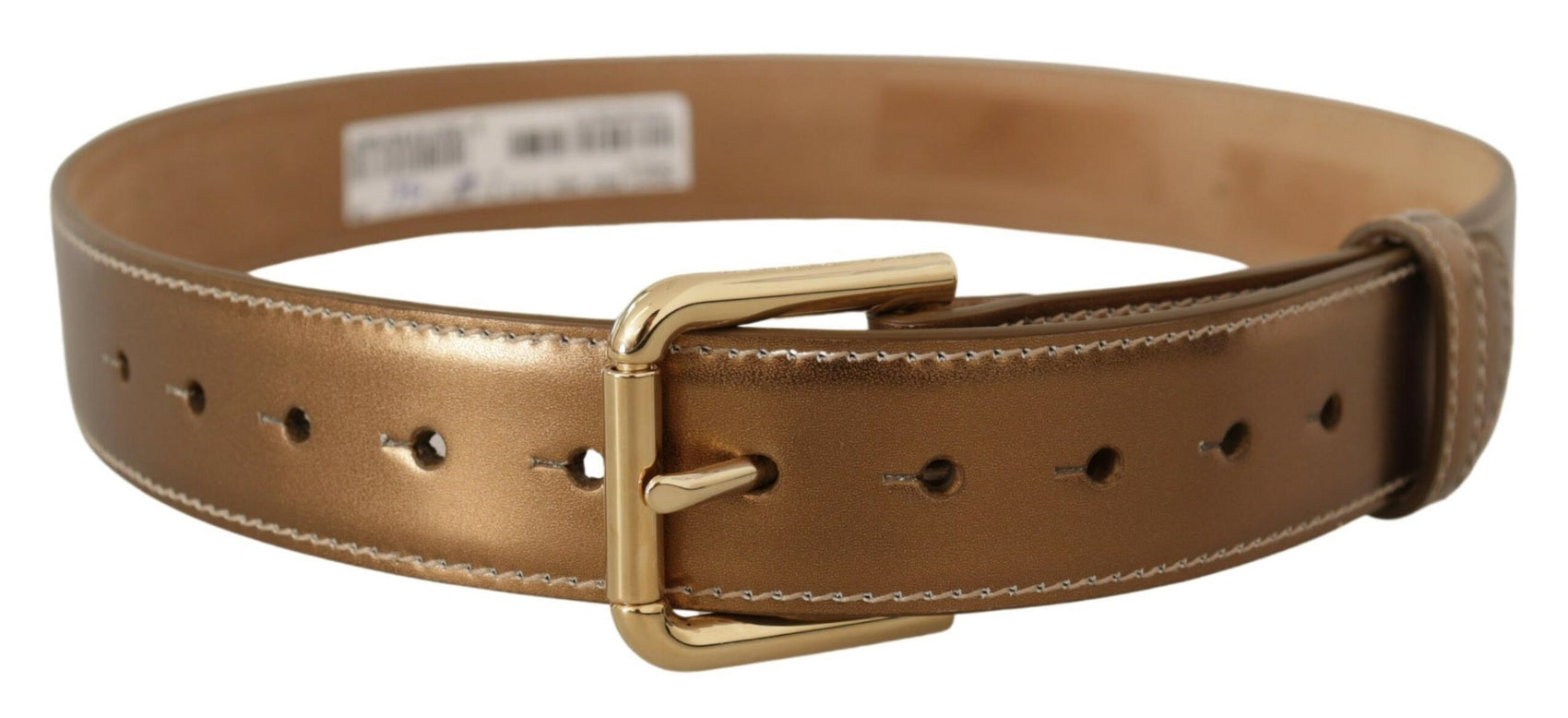 Eleganter bronzefarbener Ledergürtel mit Logo-Schnalle