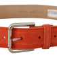 Elegant Suede Leather Belt in Vibrant Orange