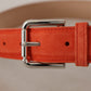 Elegant Suede Leather Belt in Vibrant Orange