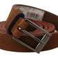 Chic Suede Belt with Logo Engraved Buckle