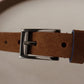 Chic Suede Belt with Logo Engraved Buckle