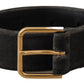 Elegant Velvet Belt with Engraved Buckle