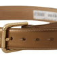 Bronze Leather Belt with Gold-Toned Buckle