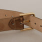 Bronze Leather Belt with Gold-Toned Buckle