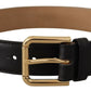 Elegant Leather Belt with Logo Buckle