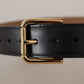 Elegant Leather Belt with Logo Buckle