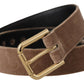 Elegant Velvet Logo Buckle Belt