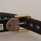 Elegant Velvet Logo Buckle Belt