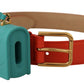 Chic Orange Leather Belt with Headphone Case