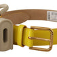 Chic Yellow Leather Belt with Headphone Case