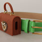 Chic Emerald Leather Belt with Engraved Buckle