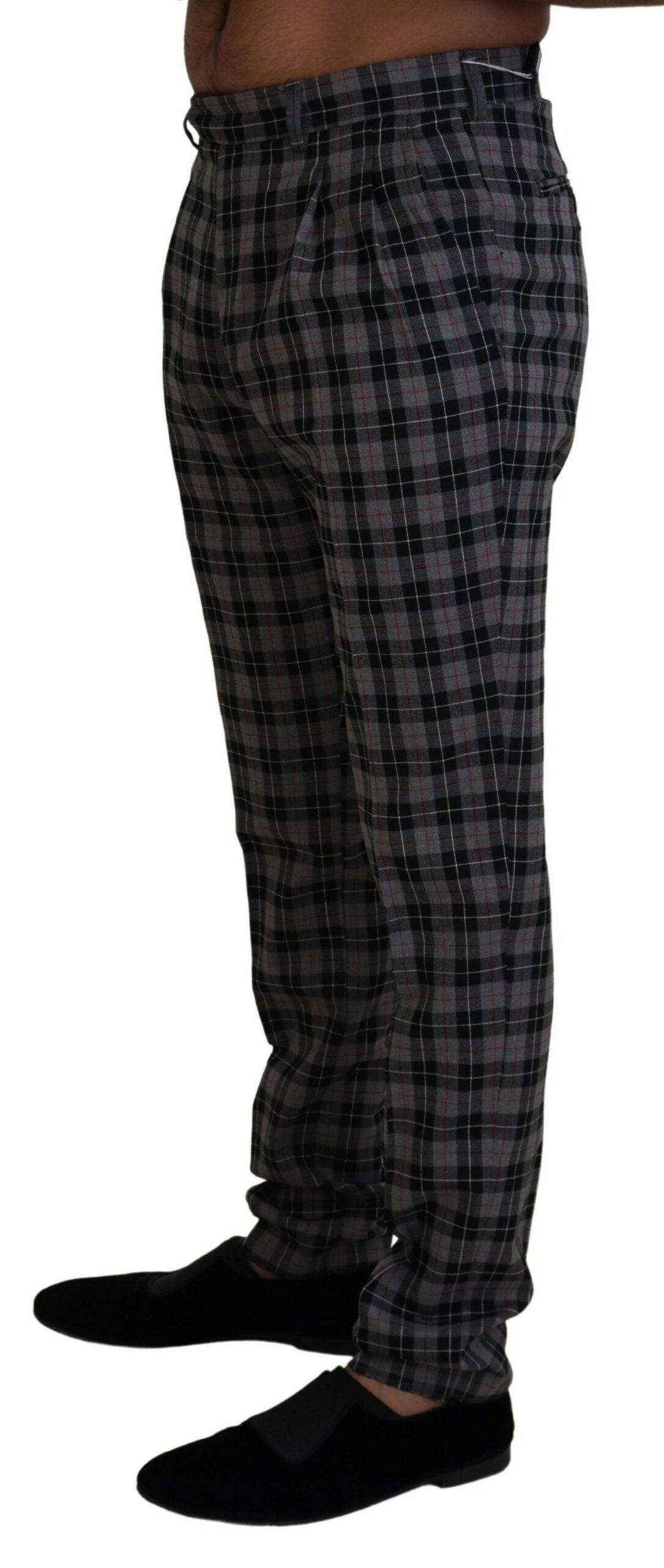 Elegante grau karierte Herren-Chinos
