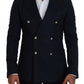 Eleganter blauer Blazer aus Kaschmir-Seidenmischung