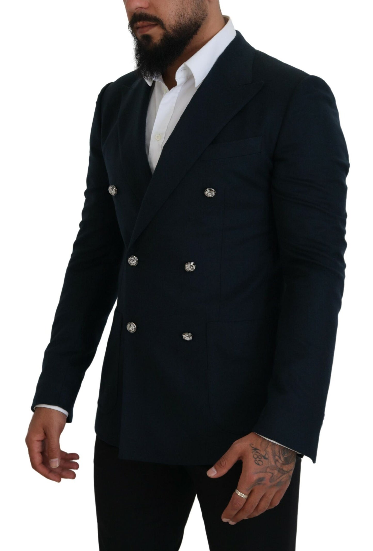 Eleganter blauer Blazer aus Kaschmir-Seidenmischung