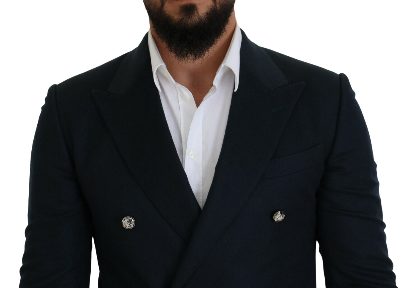 Eleganter blauer Blazer aus Kaschmir-Seidenmischung