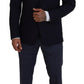 Elegant Navy Wool Blend Martini Blazer