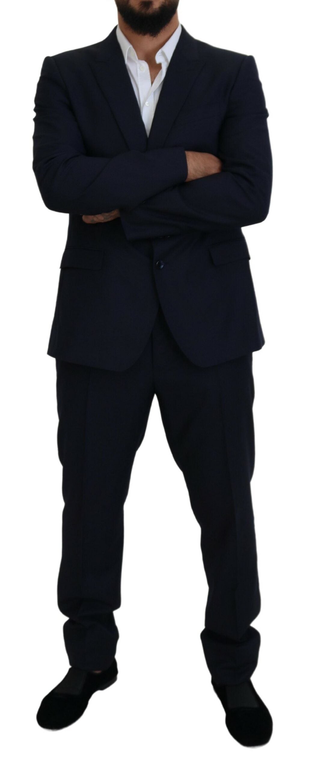Eleganter blauer Martini-Anzug aus Woll-Seiden-Mischgewebe