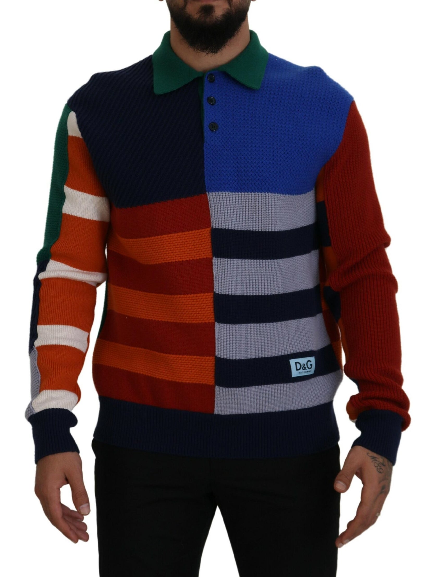 Maglione pullover a righe multicolori
