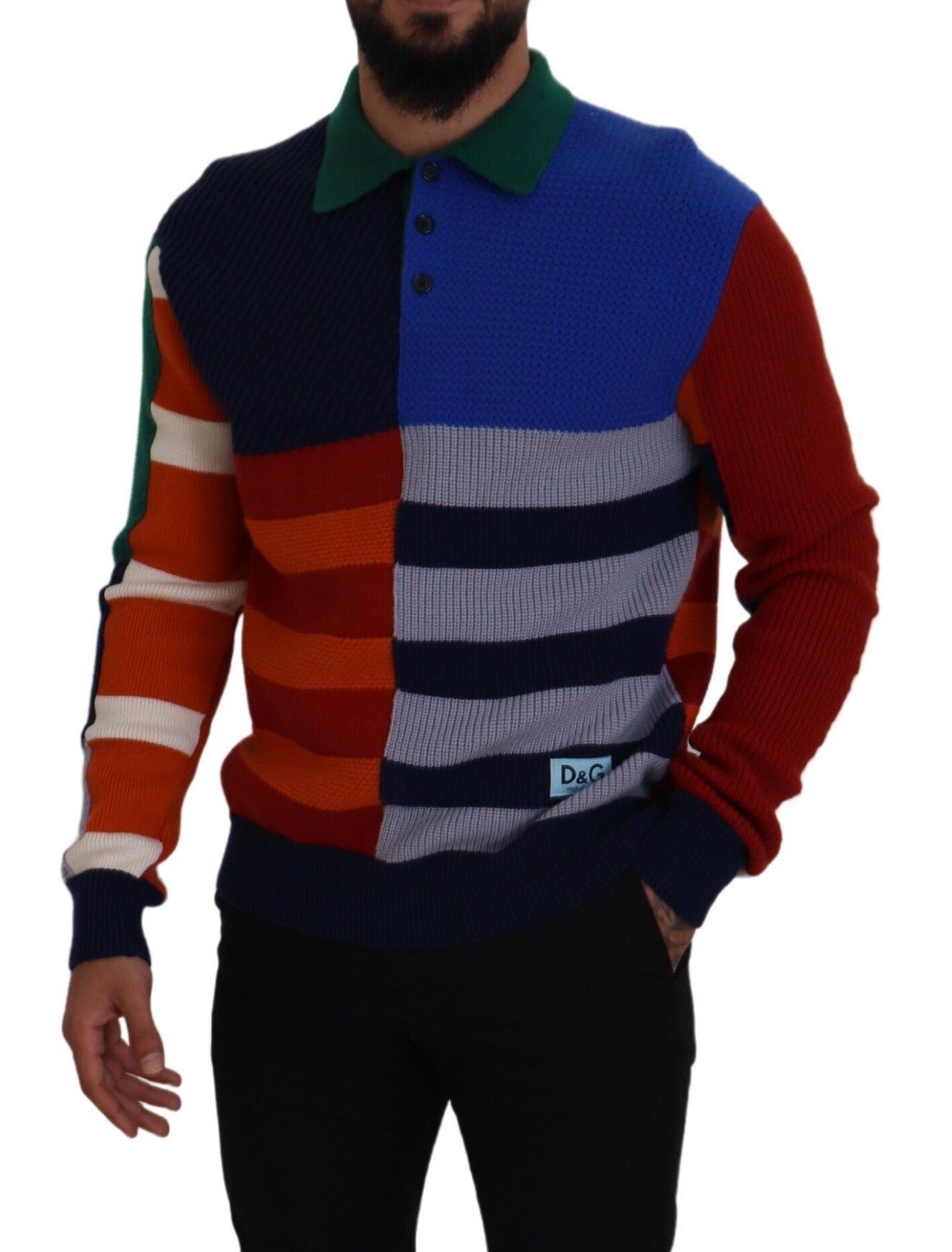 Maglione pullover a righe multicolori