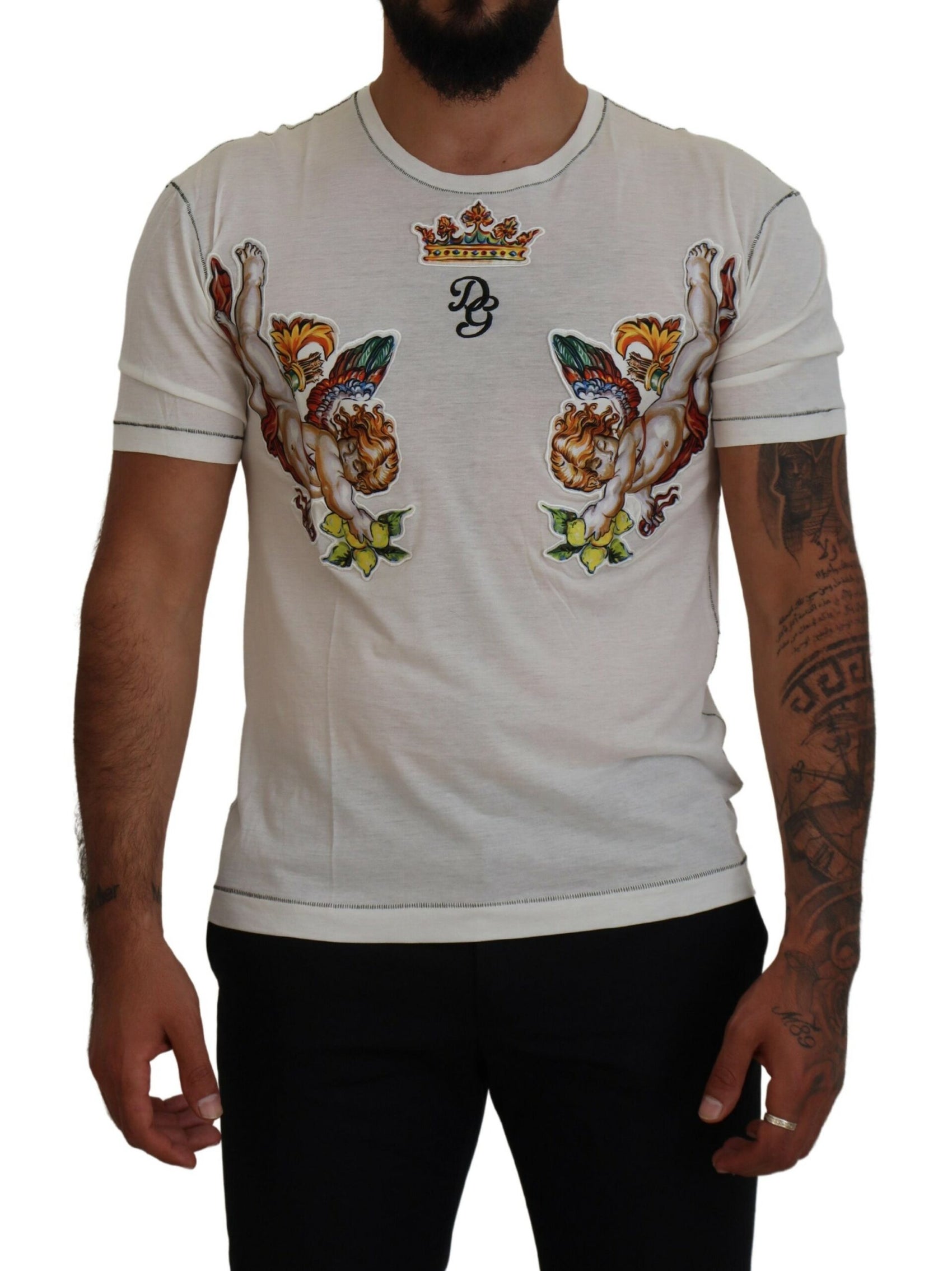 Elegantes weißes T-Shirt aus Baumwoll-Seiden-Mischgewebe