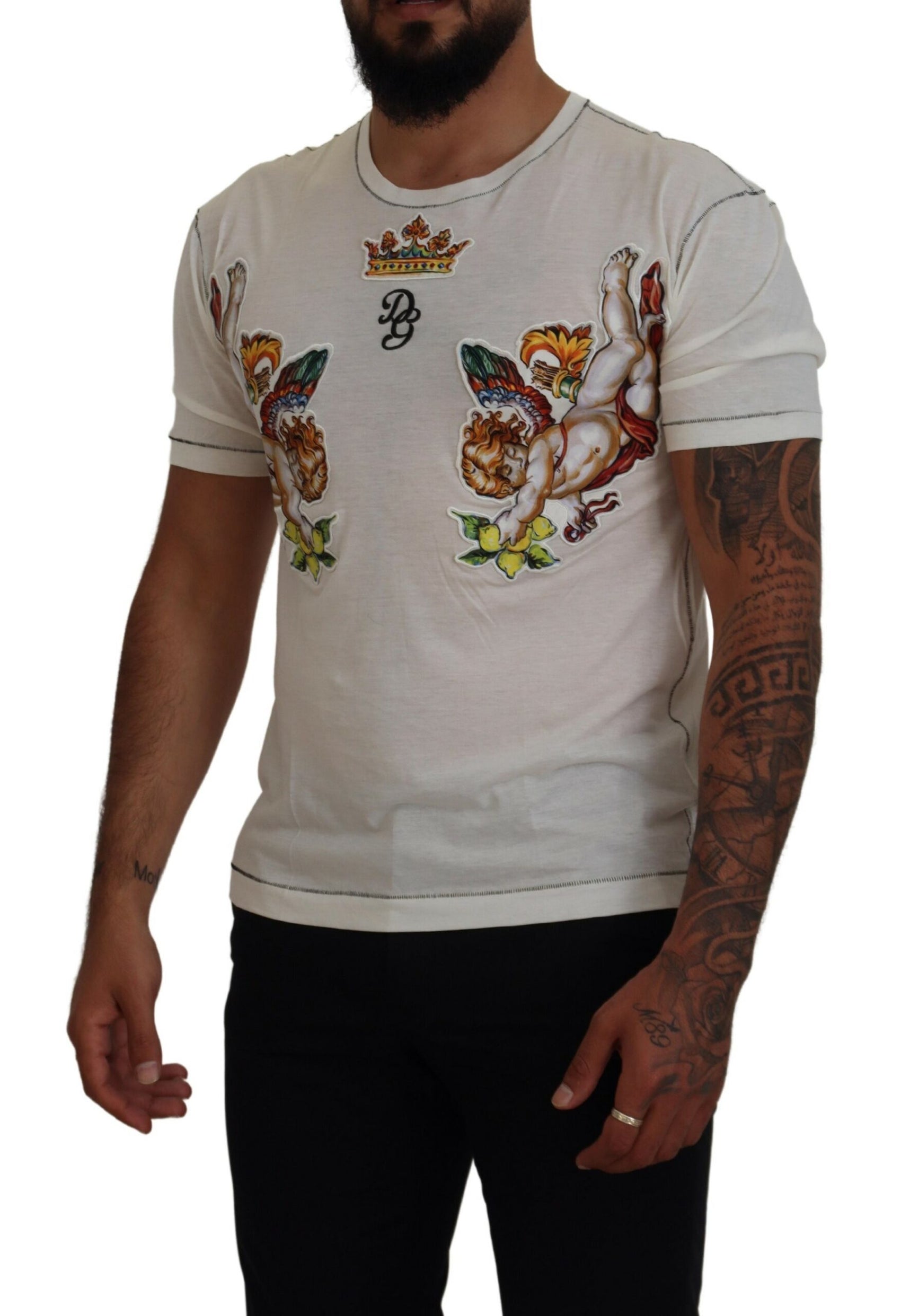 Elegantes weißes T-Shirt aus Baumwoll-Seiden-Mischgewebe