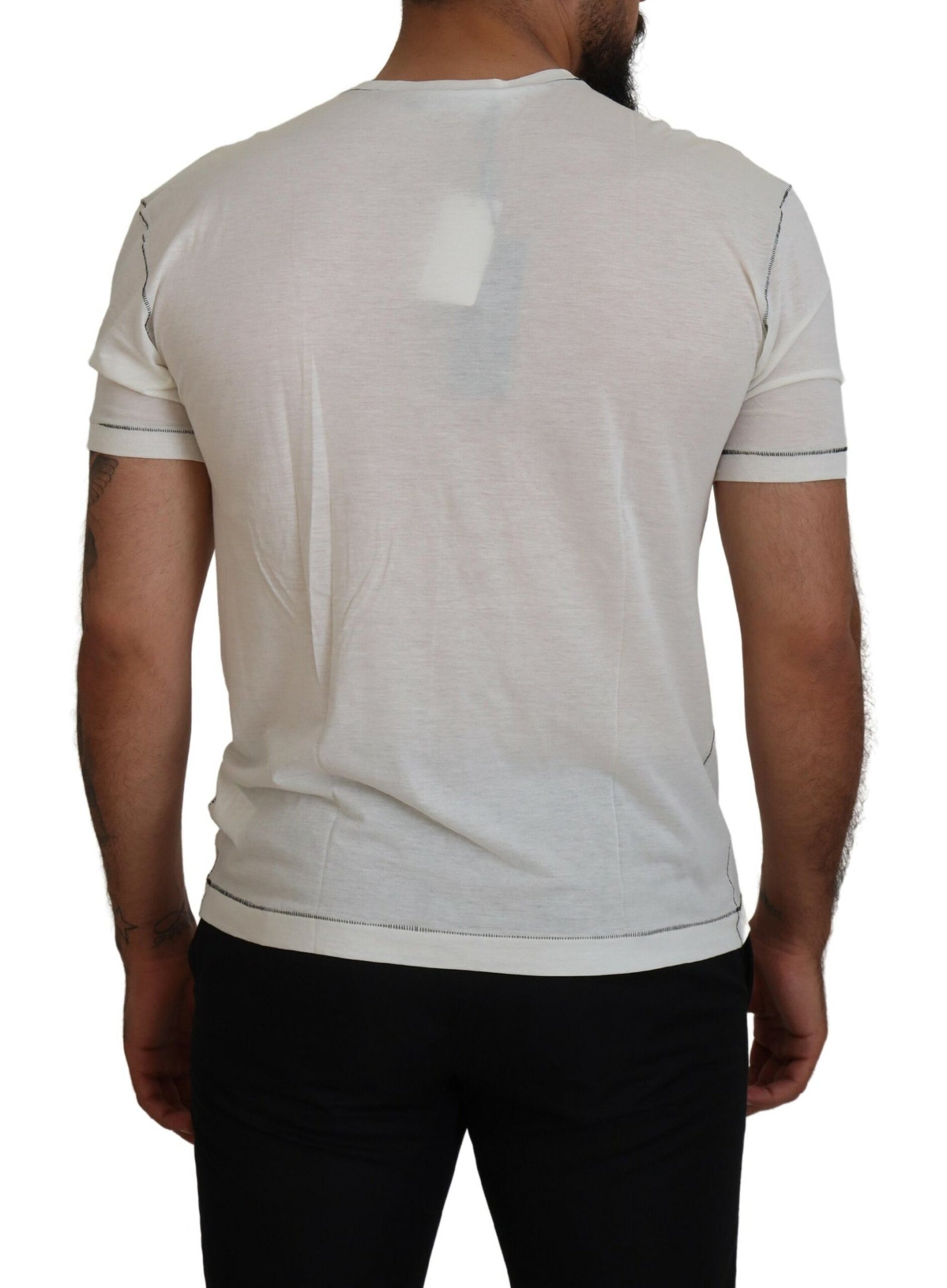 Elegantes weißes T-Shirt aus Baumwoll-Seiden-Mischgewebe