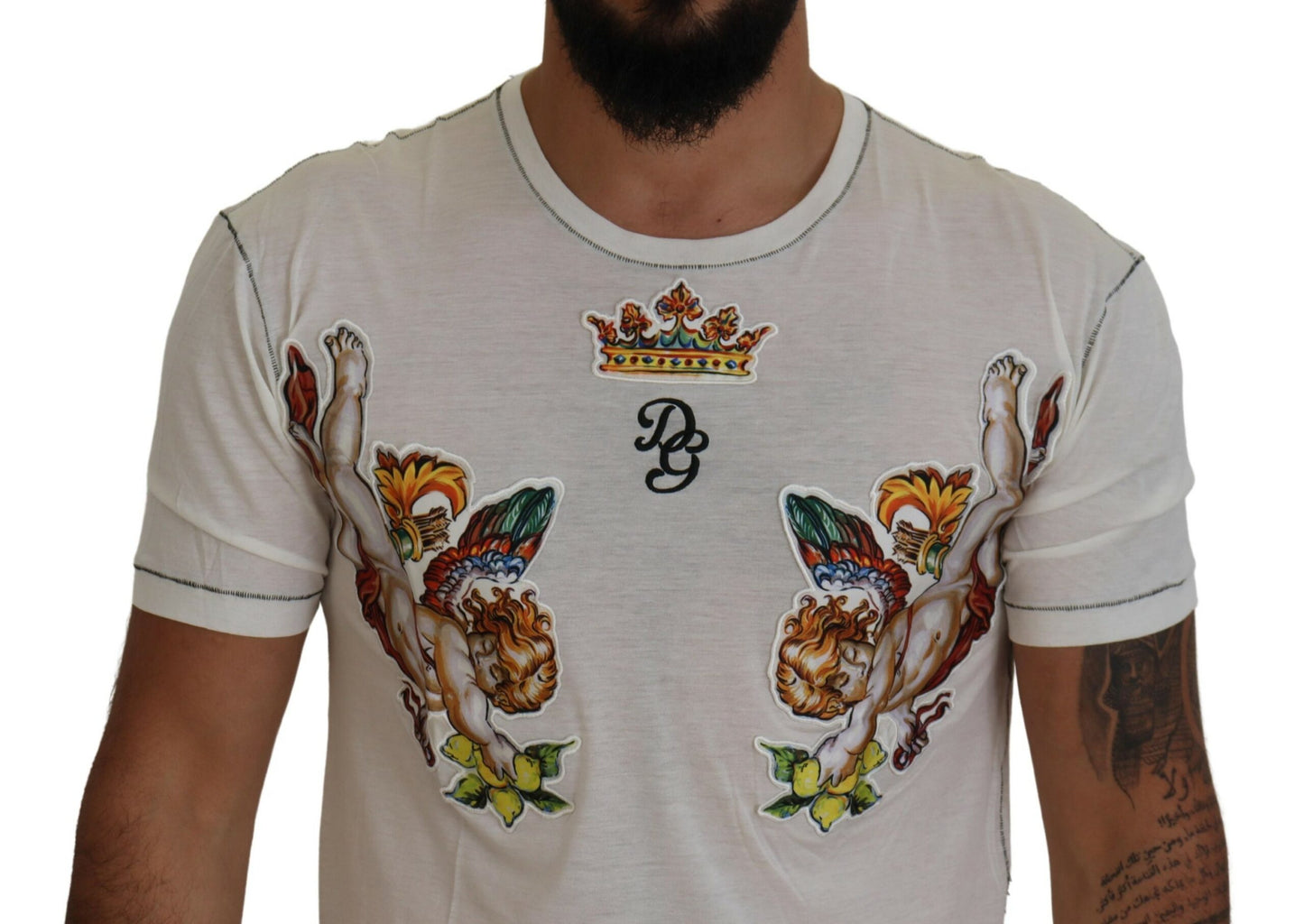 Elegantes weißes T-Shirt aus Baumwoll-Seiden-Mischgewebe