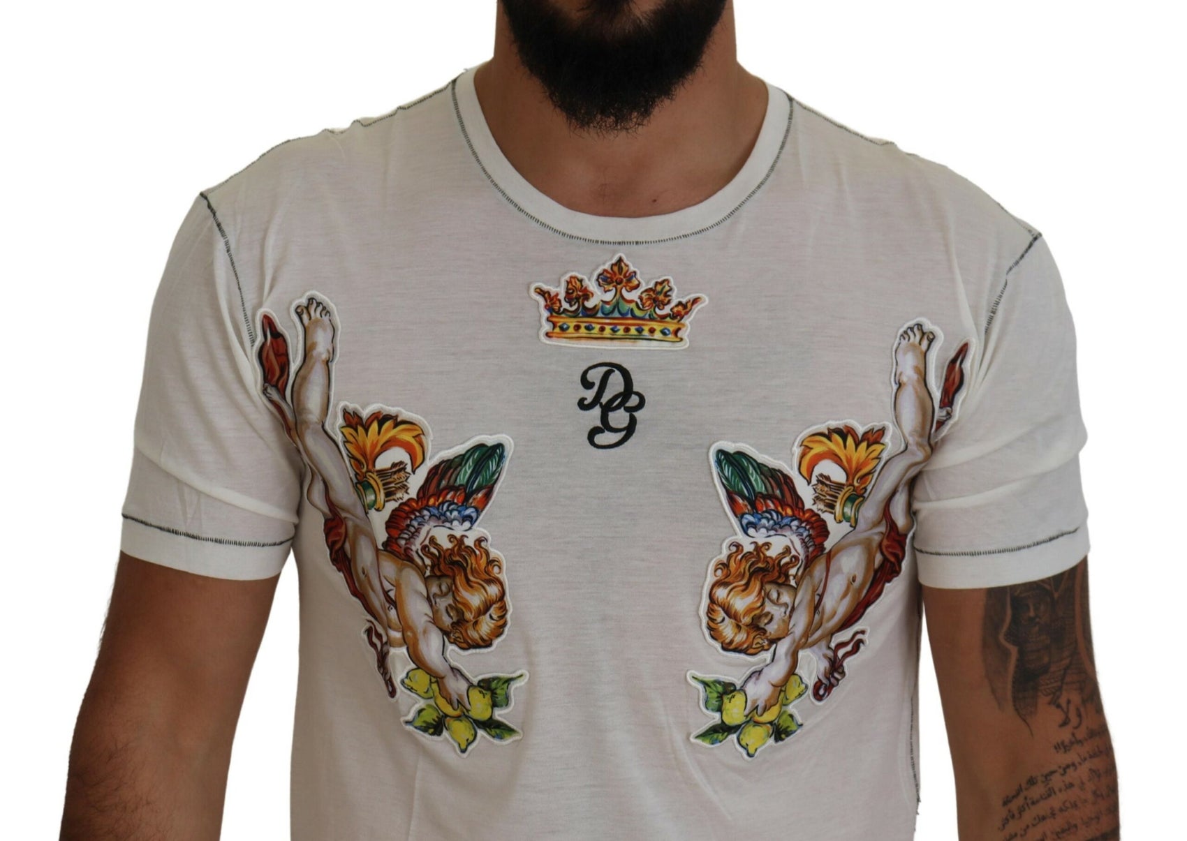 Elegantes weißes T-Shirt aus Baumwoll-Seiden-Mischgewebe