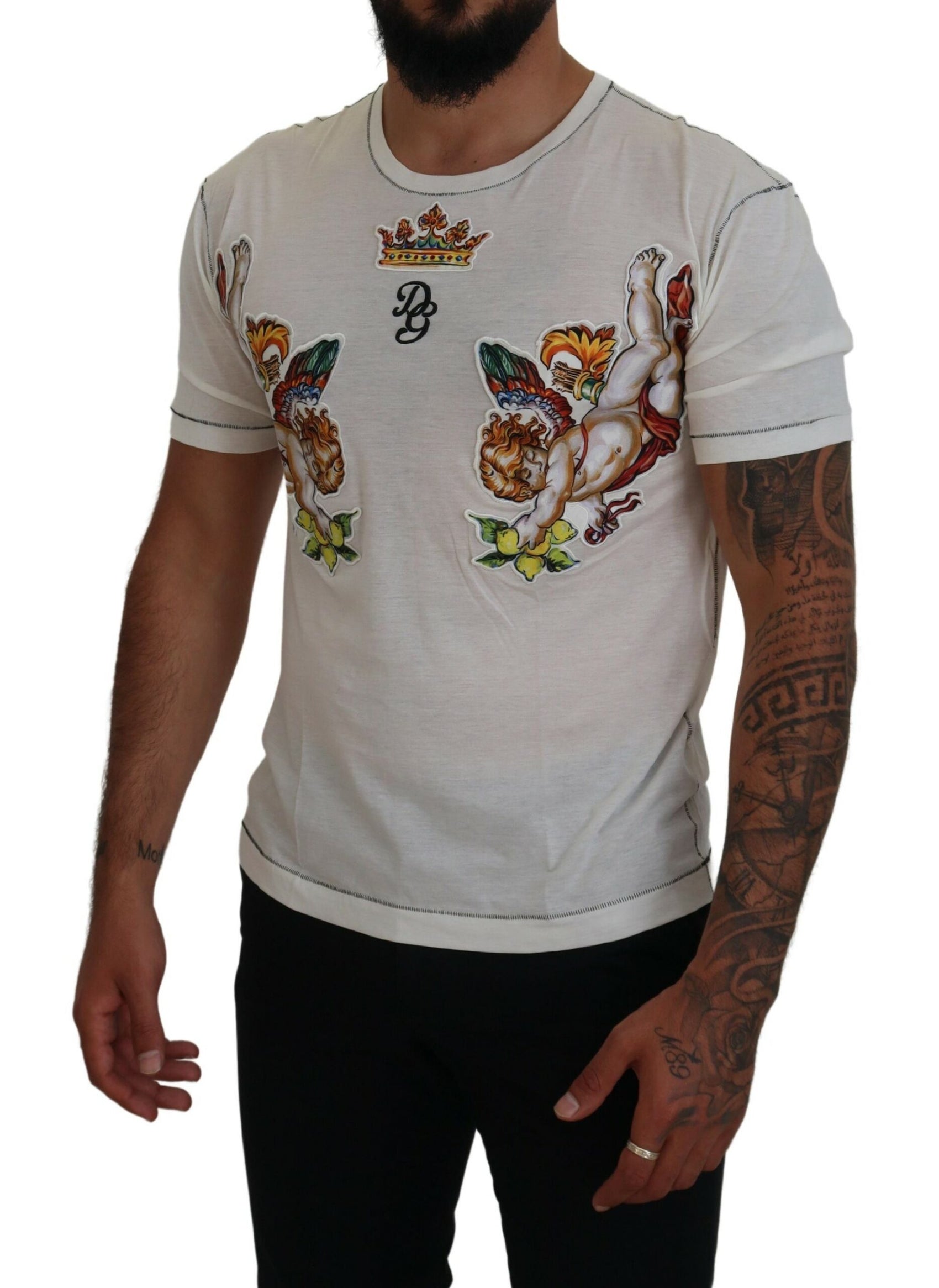 Elegantes weißes T-Shirt aus Baumwoll-Seiden-Mischgewebe