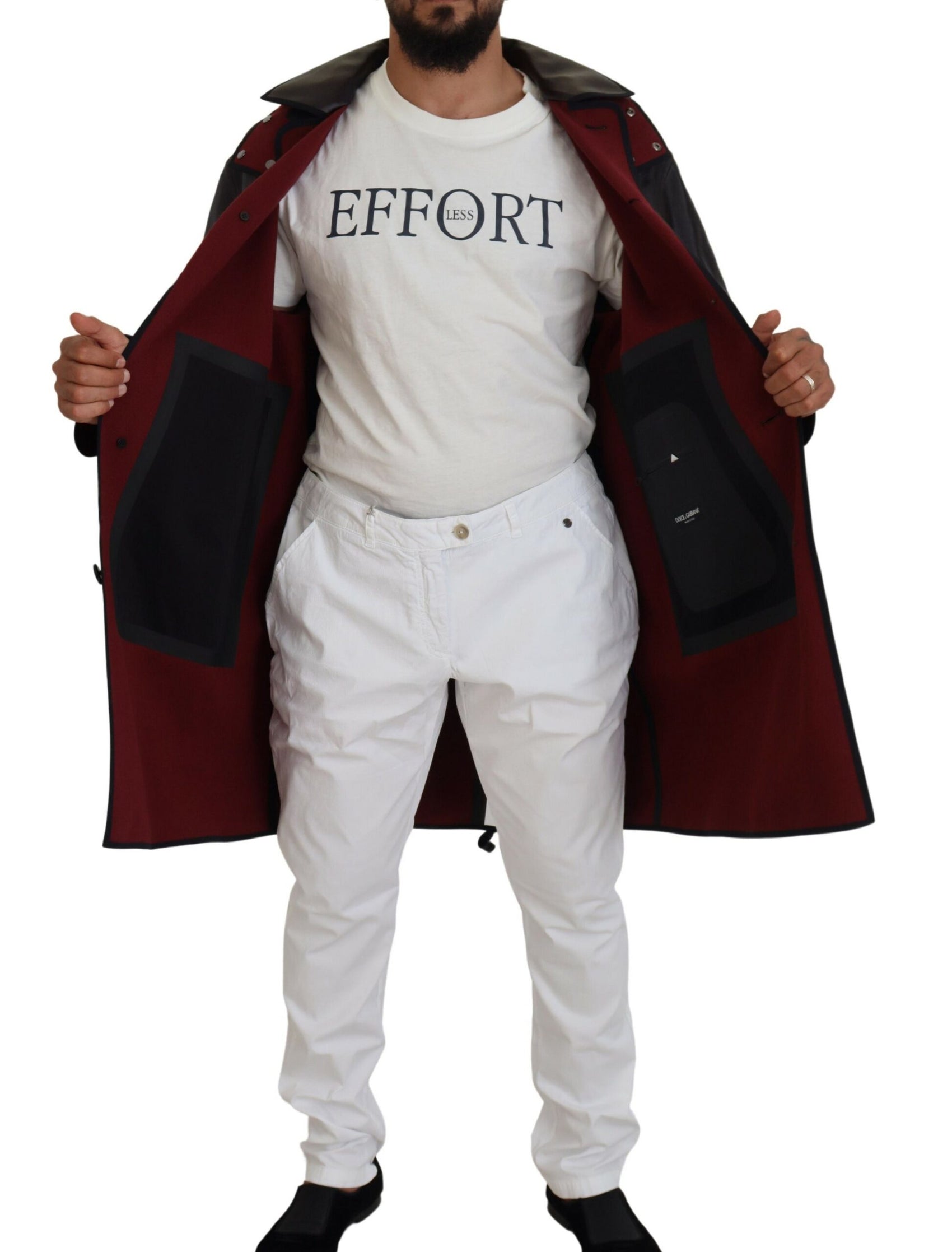 Eleganter Parka mit Kapuze in Schwarz und Bordeaux