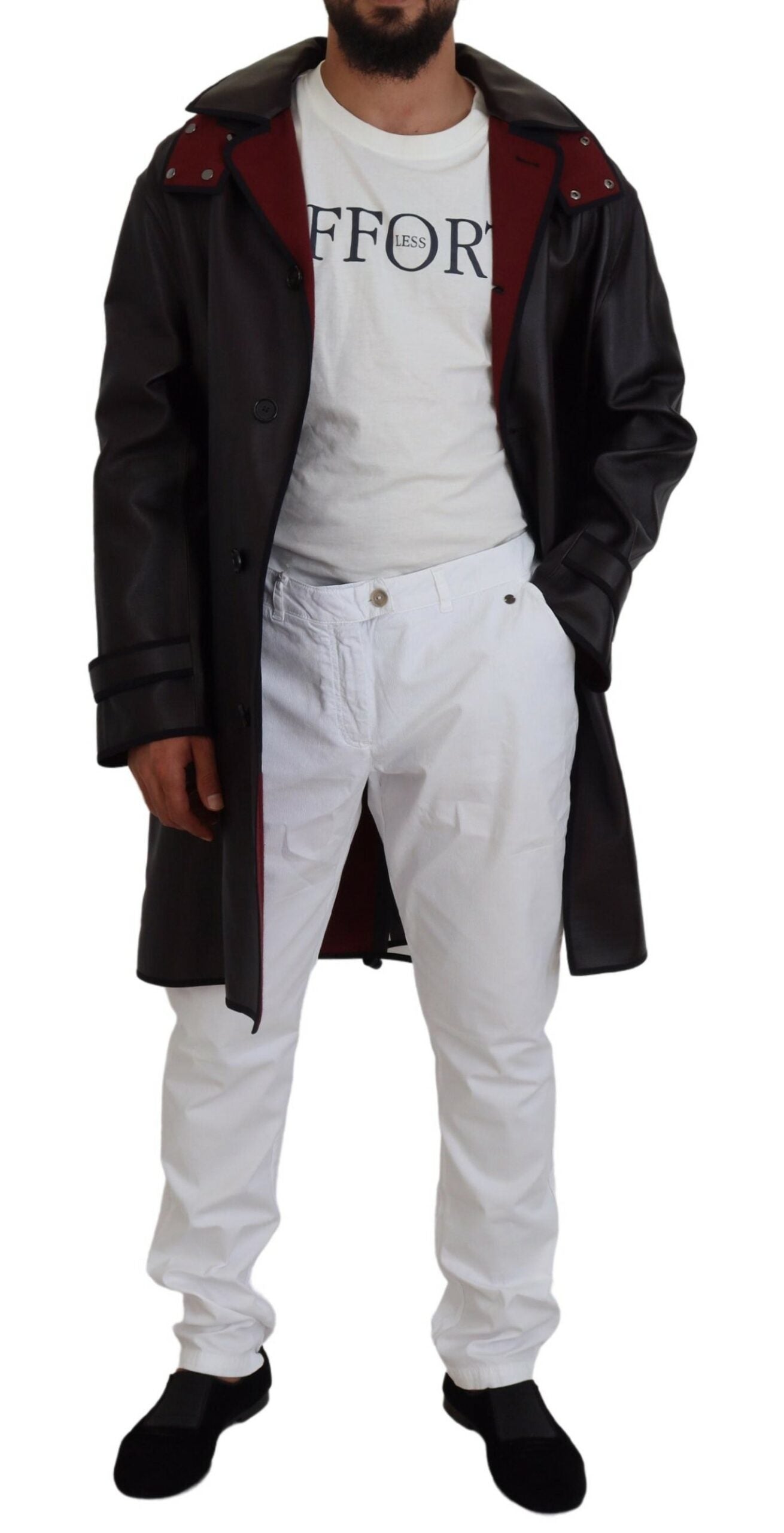 Eleganter Parka mit Kapuze in Schwarz und Bordeaux