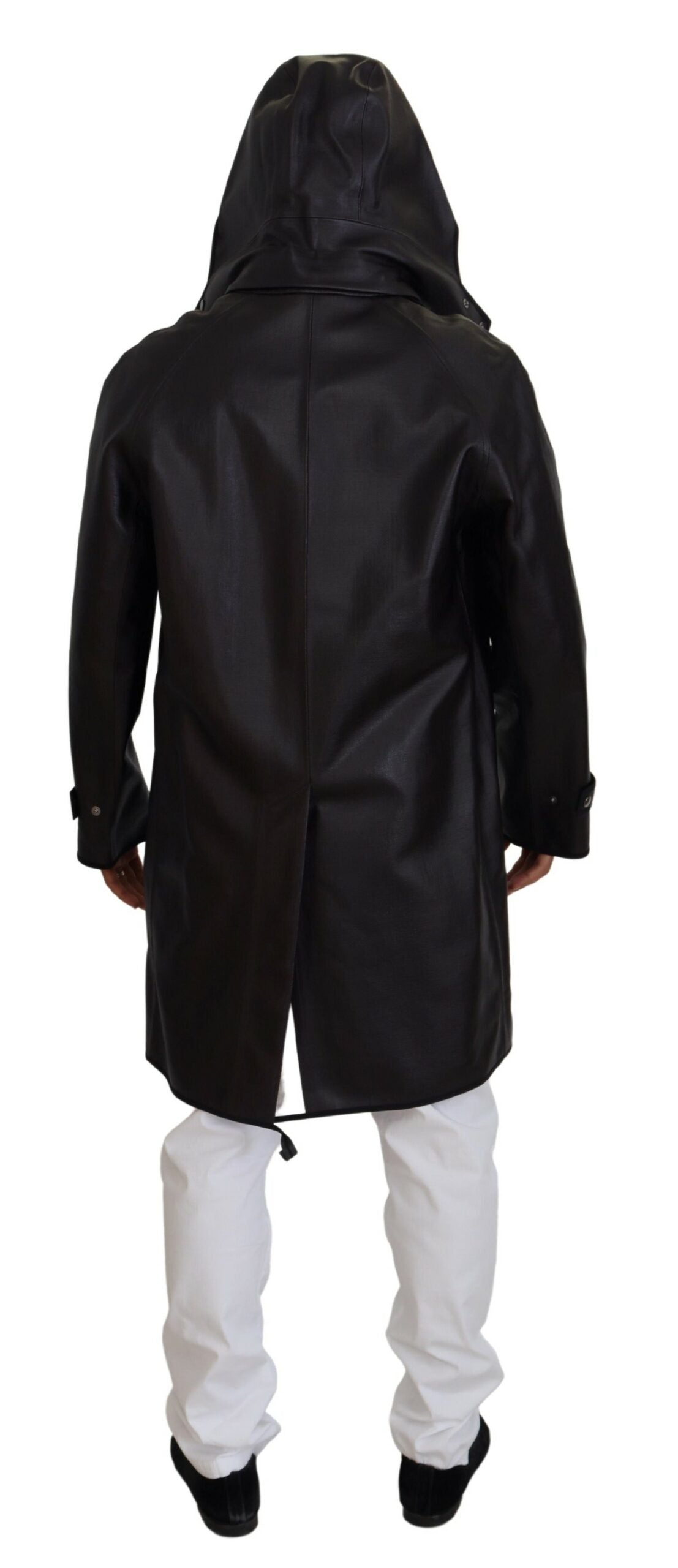 Eleganter Parka mit Kapuze in Schwarz und Bordeaux