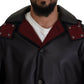 Elegant Hooded Parka Coat in Black and Bordeaux