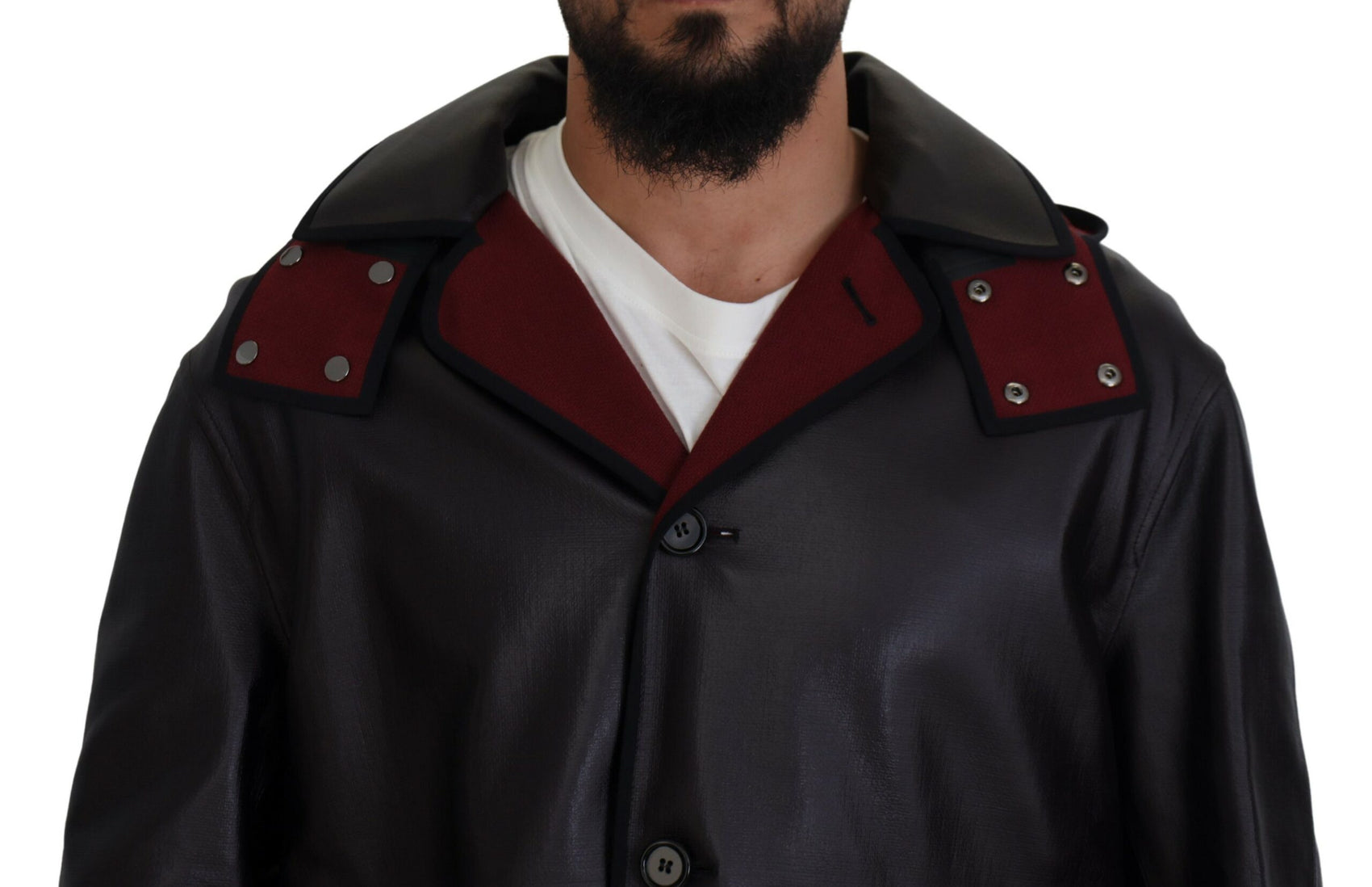 Eleganter Parka mit Kapuze in Schwarz und Bordeaux