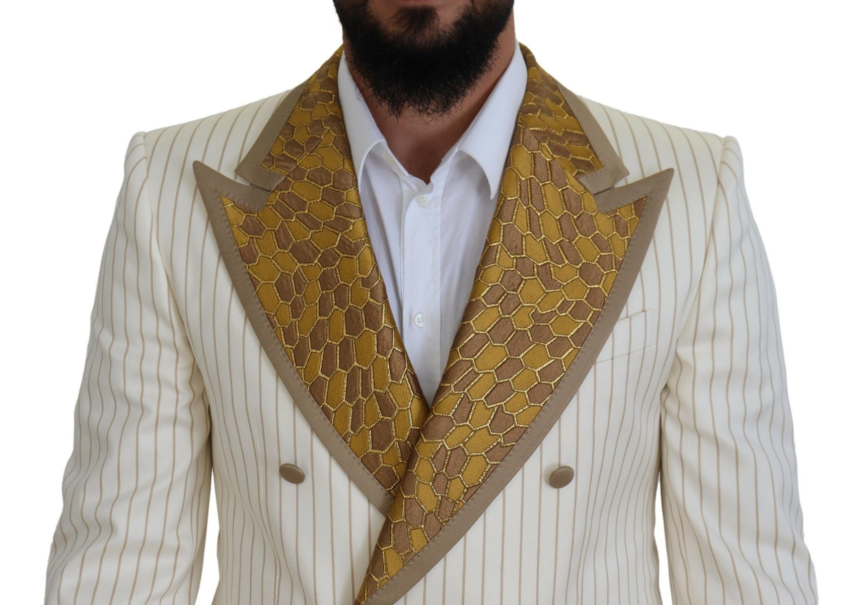 Eleganter cremefarbener Zweireiheranzug
