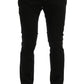 Pantaloni elasticizzati in cotone slim fit neri chic