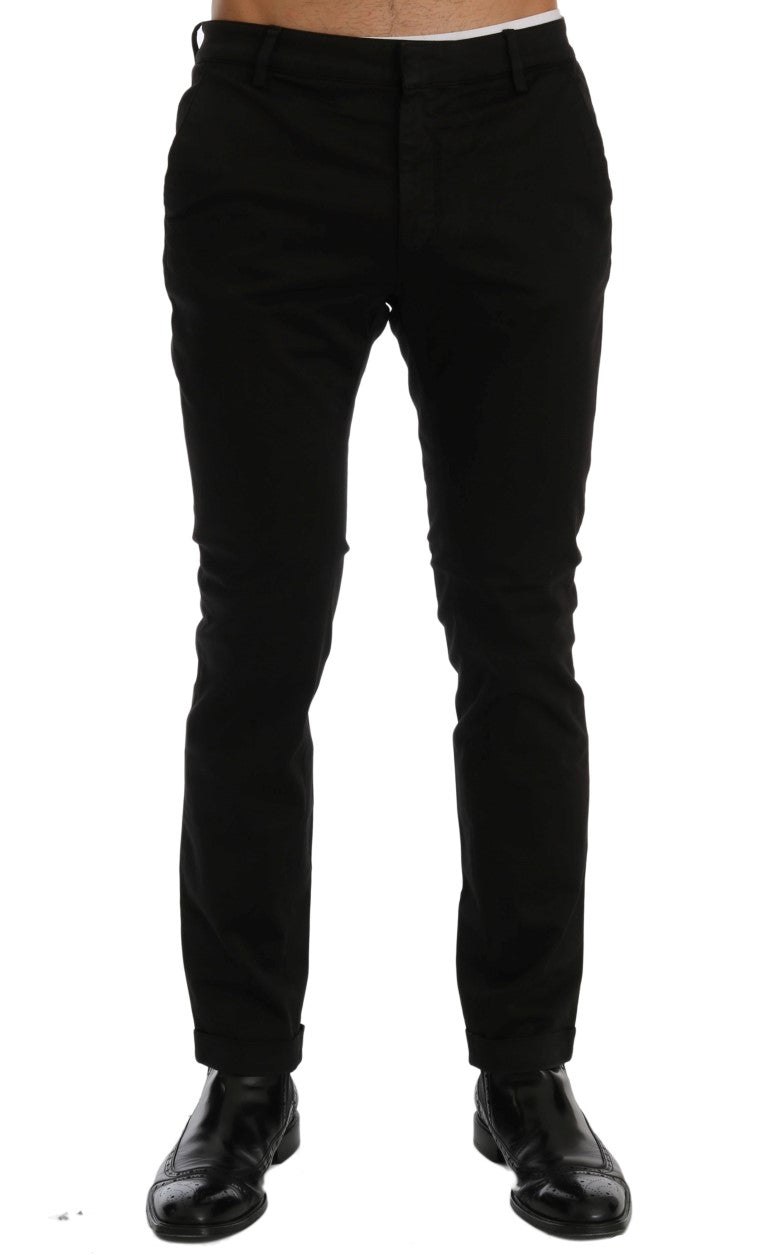 Schicke schwarze Slim Fit-Stretchhose aus Baumwolle