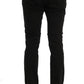 Pantaloni elasticizzati in cotone slim fit neri chic