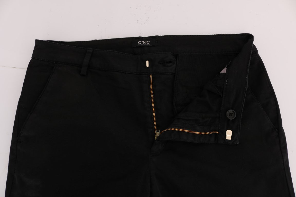 Schicke schwarze Slim Fit-Stretchhose aus Baumwolle