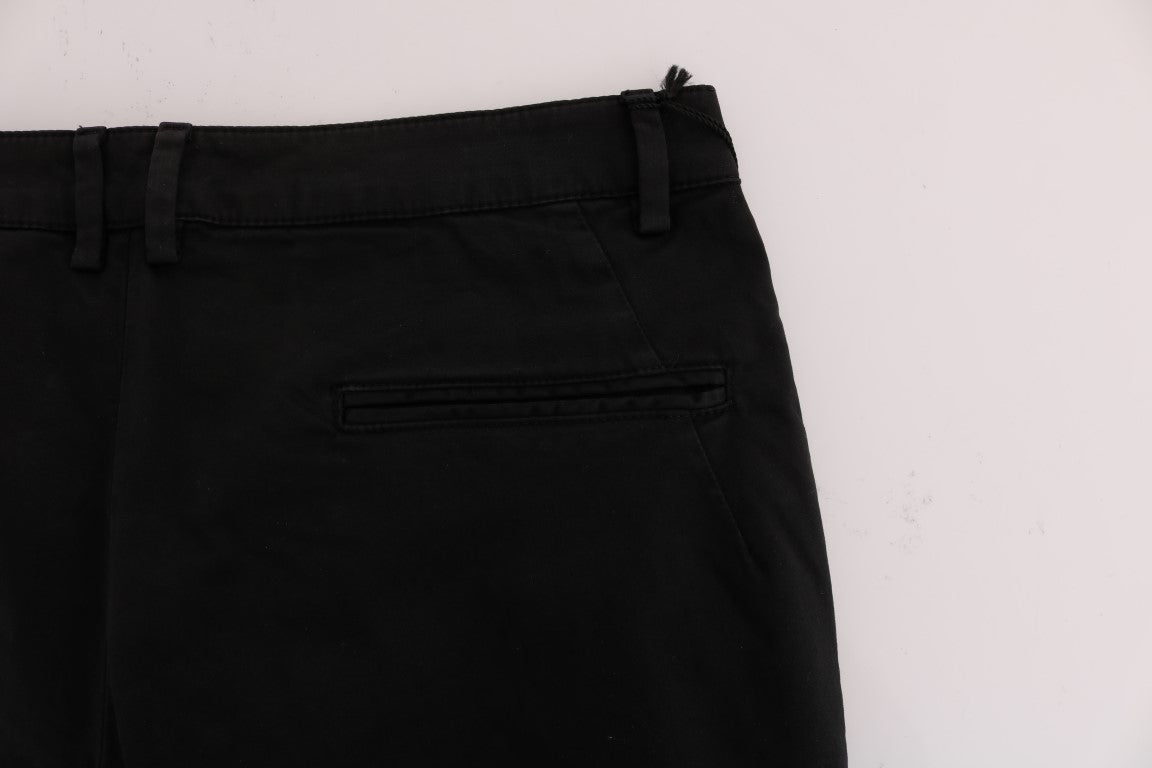 Pantaloni elasticizzati in cotone slim fit neri chic