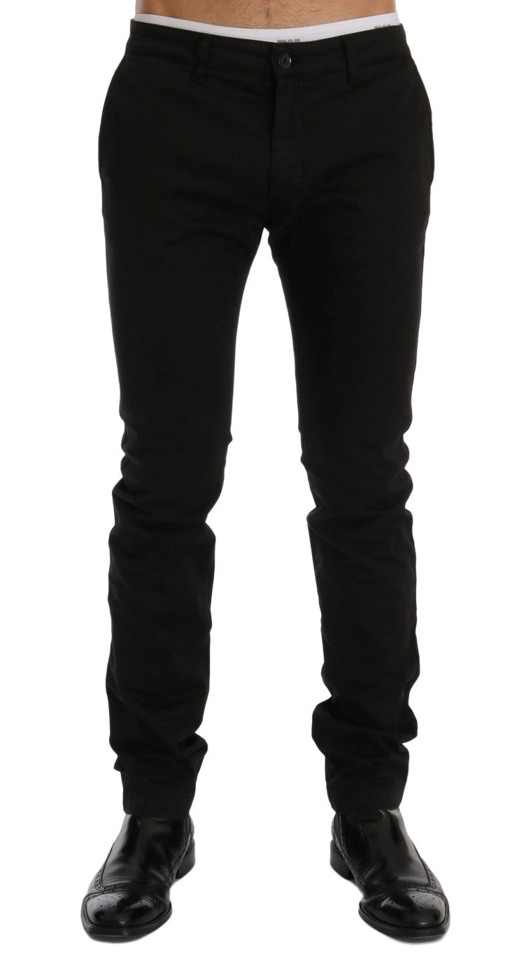 Pantaloni eleganti slim fit in cotone nero