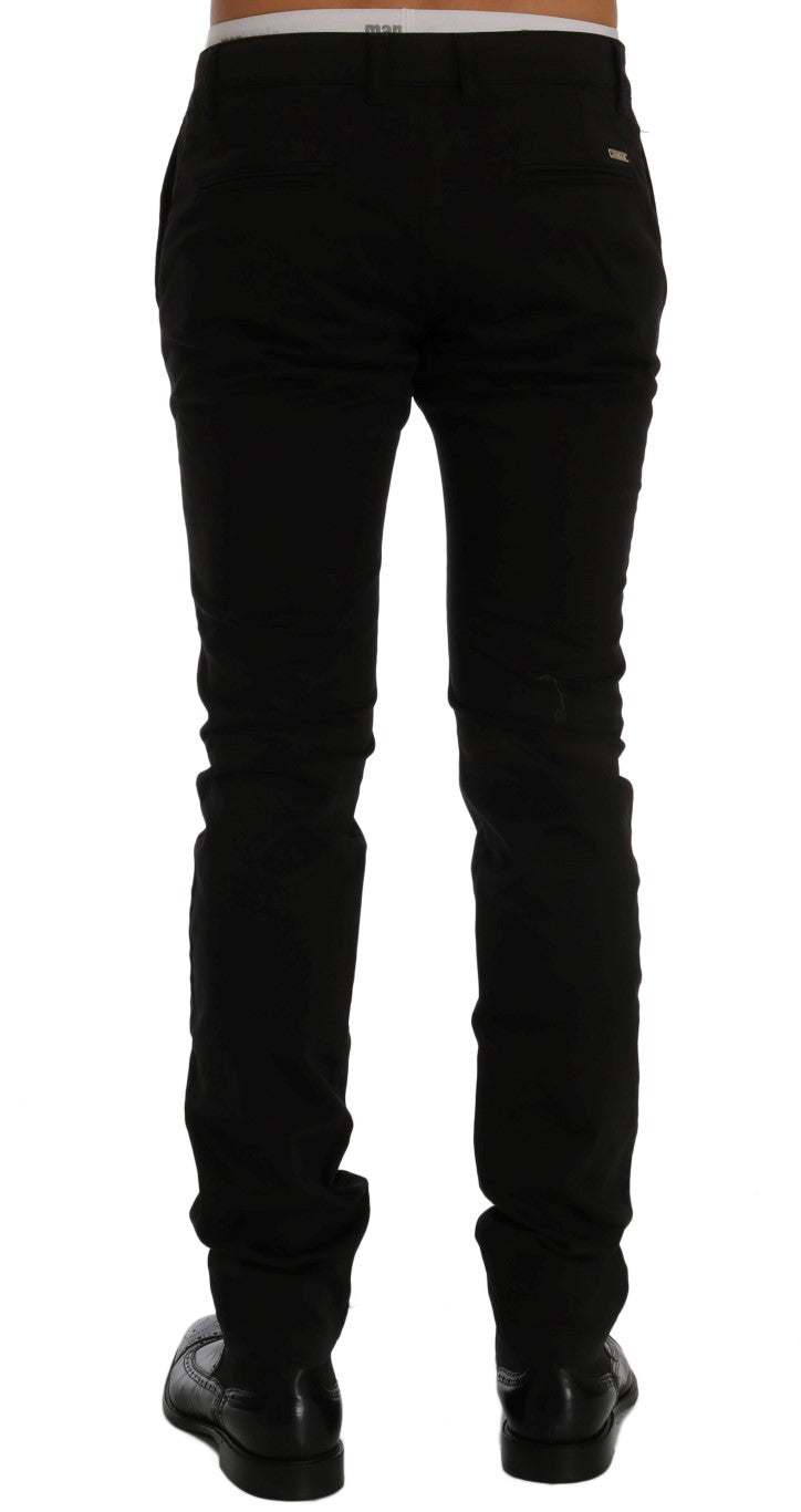 Pantaloni eleganti slim fit in cotone nero