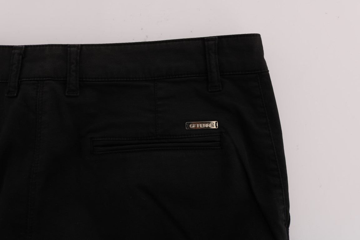 Pantaloni eleganti slim fit in cotone nero