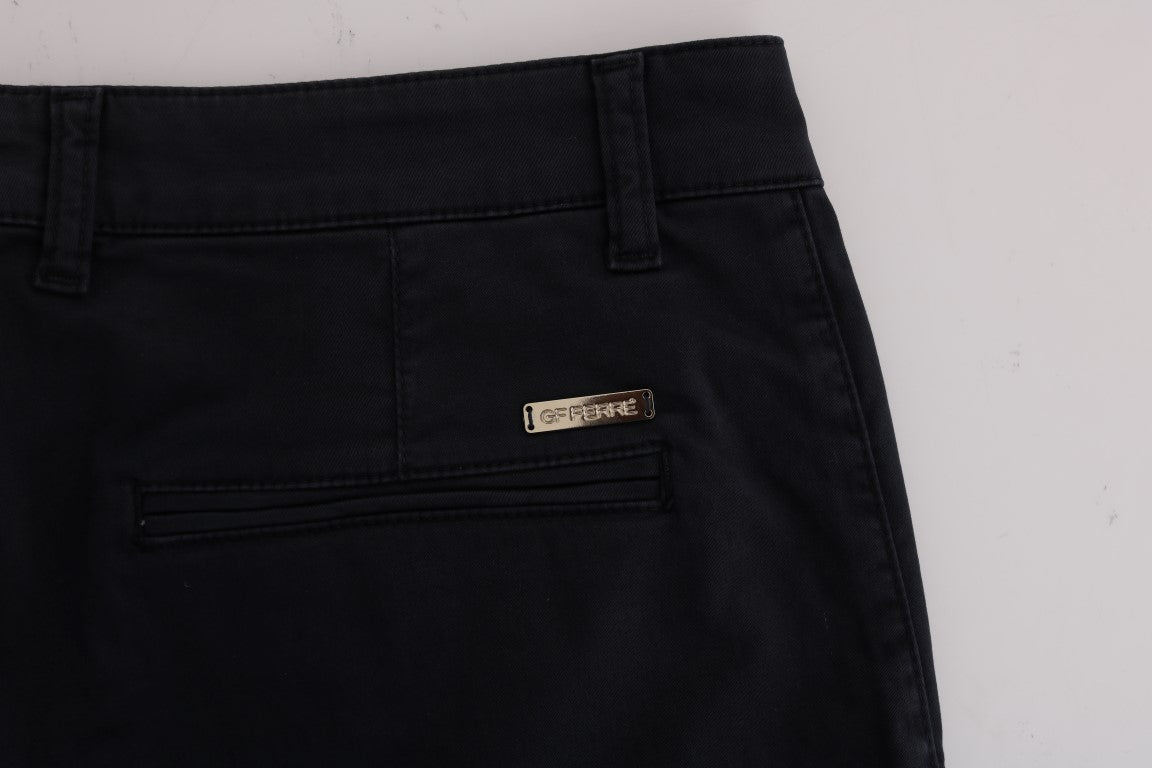 Pantaloni elasticizzati in cotone blu slim fit chic