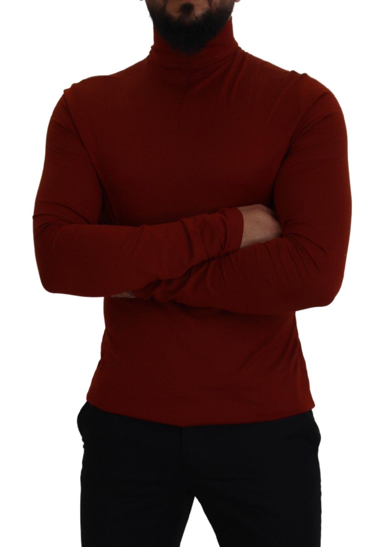 Elegante maglione con cerniera e colletto color marrone