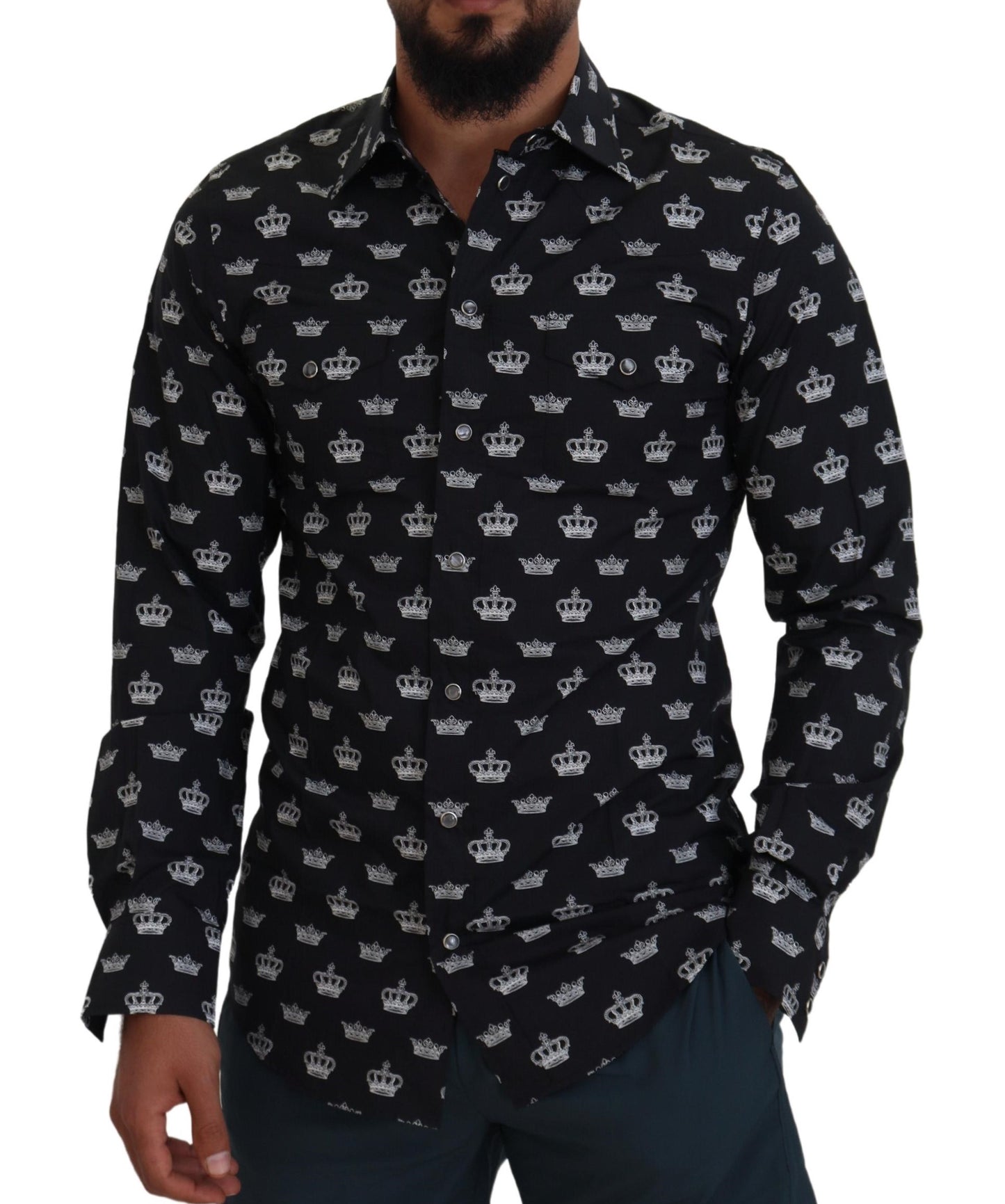Elegantes Slim Fit-Hemd mit Kronen-Print